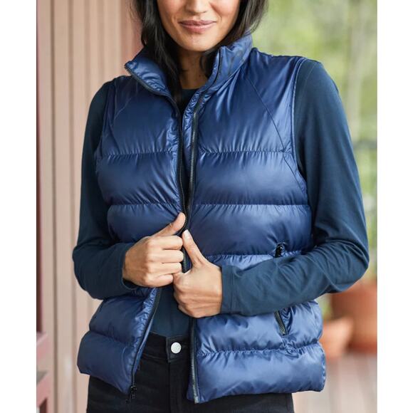 OUTERKNOWN Active ECHO MONO Zip Up Puffer Vest in Marine Blue Women's L NWT $248 - Picture 1 of 11